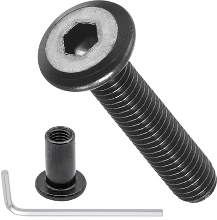 METALLIXITY Juego De Tornillos Conectores Para Muebles Con Tuerca Y Llave (M6-1x30mm) 20Pcs, Tornillos Conectores M6 Tuercas Barril Y Tornillos De Unión, Para Sillas Gabinetes Camas, Negro