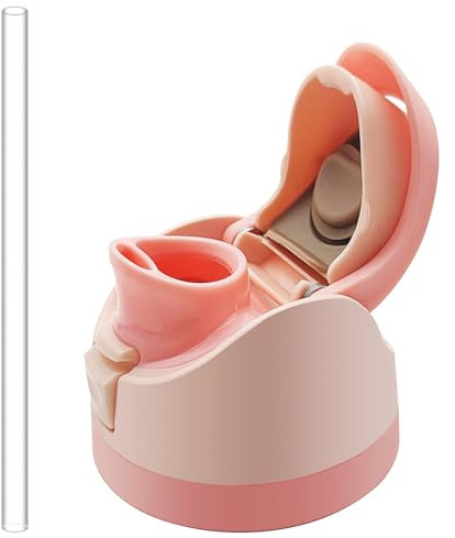 Replacement Lid Compatible with Owala Freesip, with Reusable Plastic Straw, One Button No Leakage Water Bottle Top Cap and Lid Replacement Accessories for 16oz 24oz 32oz 40oz Wide-Mouth Bottles, Pink