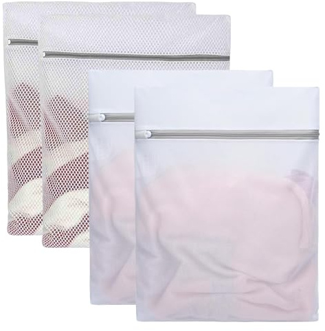Lot de 4 Filet a Linge Machine a Laver, Sac à Linge Grands 50 X 60 cm, Réutilisables Filet de Lavage, 2 Densités de Grille Machine a Laver pour Sous-VêTements, Chemises, Vestes, Pulls