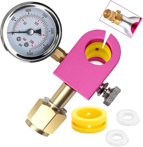 CO2 Umfülladapter mit 3000psi Messgerät, CO2 Flaschen Nachfülladapter für Mehrwegflaschen inkl, Adapter zum Umfüllen für Wassersprudler Duo Quick Connect QC, Art, Crystal 3.0 und Terra