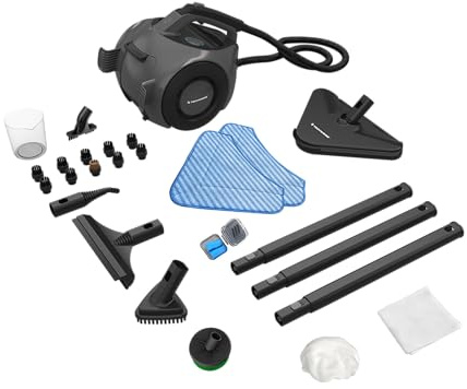 Techweise TS2 Dampfreiniger 1800W - 4 Bar Dampfdruck - 1,6L Tank - 26 Zubehörteile für 100+ Oberflächen – 50 Min Dampfleistung