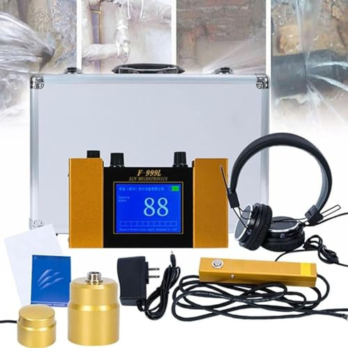 Genérico Sensor geófono ultrasónico for detección de Fugas de Agua, Detector Profesional de Fugas de Agua subterránea, Detector de Fugas de plomería con Auriculares, 4 velocidades Ajustables.