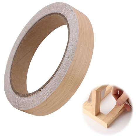 18mm x 10m Oak Melamine Edging Tape, PVC Self Adhesive Furniture Trim Edging Strips Wood Veneer Without Ironing Pre Glued Edge Banding for Cabinet Repair Furniture Restoration DIY Furniture Edge