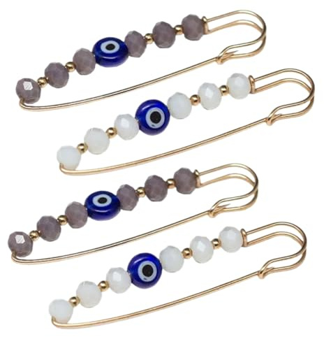 Bösem Blick,4 Stück Stecknadeln Sicherheitsnadel Türkisches Auge Brosche,Glücksbringer Talisman,zum Verschenken als Mitgebsel zur Geburt Taufe Hochzeit
