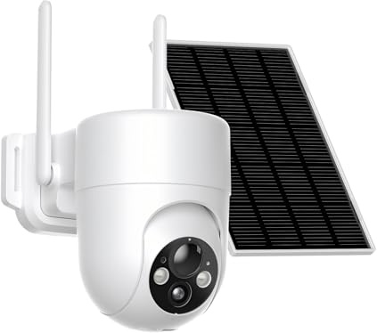 ELYSOO Solar Camera Outdoor Wireless, 2K Color Night Vision, Security Cameras Wireless Outdoor with 360°View, Battery Powered, 2.4GHz WiFi, Instant Alerts, IP65