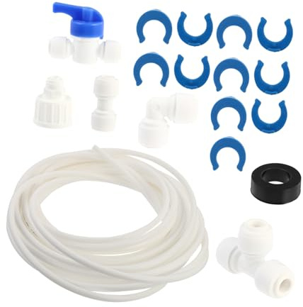 LOLIPPYY Kit de Conexión Rápida para Líneas de Agua de Frigorífico y Humidificador, Material Pe y Pom, Junta de Dos y Tres Vías para Instalación DIY