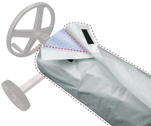 Swimming Pool Solar Blanket Reel Roller Protective Cover 490x96cm All-Season 190T Polyester Silver-Coated Waterproof Fabric for Winter and Summer Protection Outdoor Pool Accessories(gray)