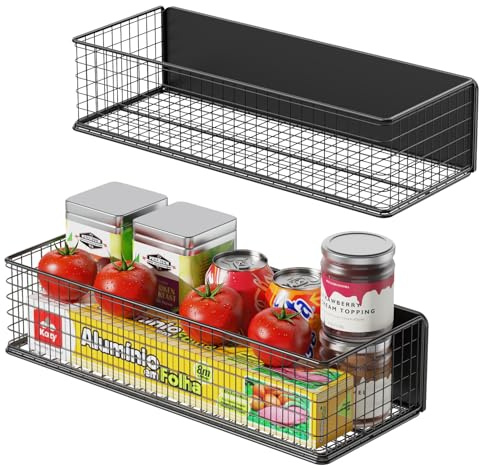 SKNOOY 2Pack Magnetic Basket Organizer Holder for Fridge Magnetic Storage Bin Box Containers for Refrigerator Whiteboard Classroom
