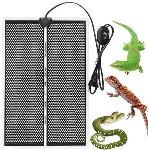 Rakuker Tapis Chauffant pour Terrarium, 20W Reptile Température Adjustable Terrarium Reptiles Tortues Serpents Lézard Araignée (42 x 28 cm)