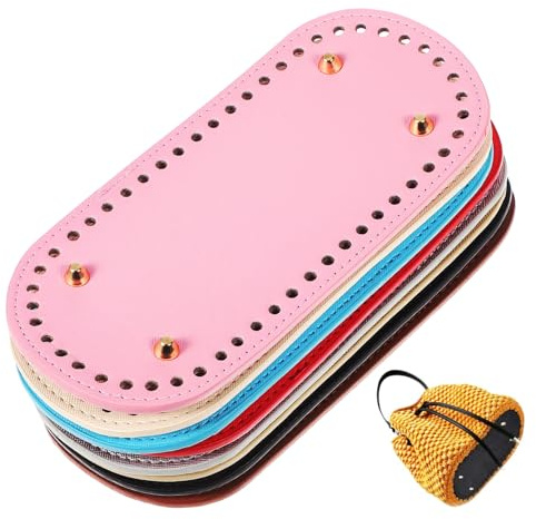 VILLCASE 8 Pezzi Base per Fondo Borsa Ovale in Pelle PU Resistente con Fori per Modellatore Fondo DIY Adatta Borse all Uncinetto Tracolle e Clutch Accessorio Protettivo e Stabilizzante per