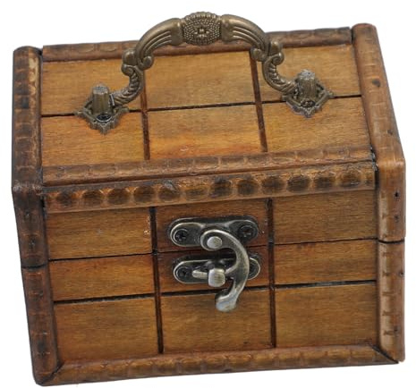 CLISPEED Coffret à Bijoux en Bois Vintage, Petite Boîte de Rangement Carrée, Bois Massif Marron, avec Serrure Sécurisée, pour Rangement Précieux, Déco Maison et Bureau,