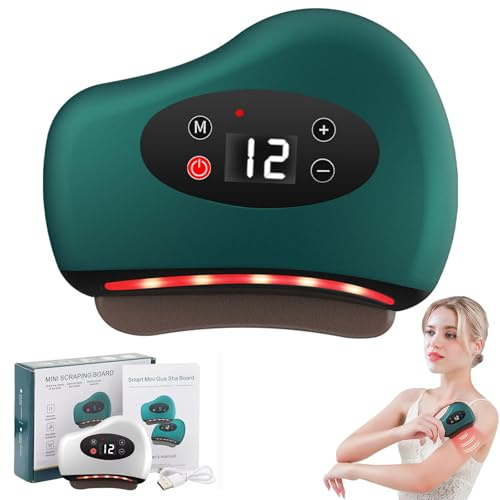 Thermaedge Foot Scraper, Thermaedge Red Light Heated Muscle Scraper, Gua Sha Elektrisch mit 12 Stufen Vibration & Wärme, Elektrisches Massagegerät für Gesicht, Arme, Nacken und Rücken (Grün)