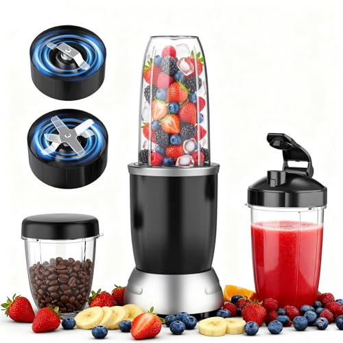 H-Duka Countertop Blenders for Kitchen 25000RPM Personal Blender for Shakes and Smoothies with 37oz 32oz 23oz Portable Cups, Smoothie Blender for Ice Crushing, Frozen Drinks, Milkshake, Juice, Nuts