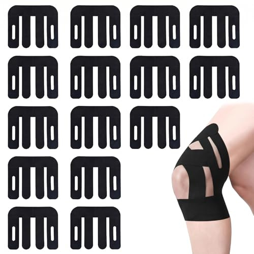 MFUSUL Kinesiotapes Vorgeschnitten für Knie, 15 Stück Kinesiologie Tape Sport, Hohe Klebrigkeit Knietape, Wasserfest & Muskelstützend Stabilisierend, Atmungsaktiv Hautfreundlich (Schwarz)
