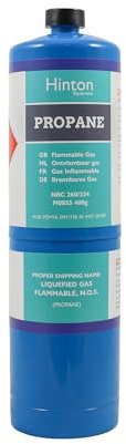 Hinton Propane Gas Cylinder 400g | Propane Gas Bottle for Blowtorch, Plumbing, Brazing, Soldering & Heating | CGA600 Torch Fuel