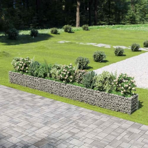Gabionen-Hochbeet aus Verzinktem Stahl 540×50×50 cm, Robustes Drahtkorb Beet für Garten als Stabile Begrenzung, Witterungsbeständiges Maschengitter für Steine und Kies,