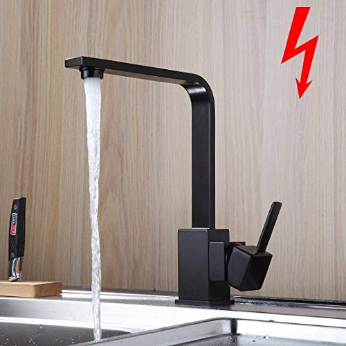 Aimadi Niederdruck Küchenarmatur Wasserhahn Küche Niederdruckarmatur Spüle Küchenspüle Mischbatterie Spültischarmatur Geschirrbrause Schwarz