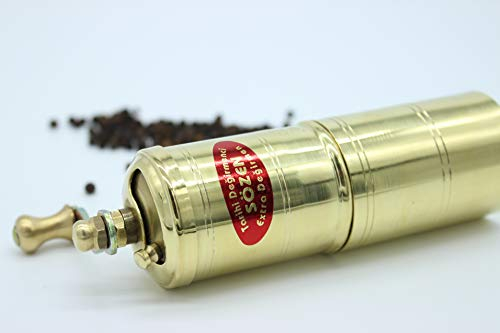5.5 Handmade Manual Brass Pepper Mill Grinder Sozen, Portable Conical Burr Pepper Mill, Portable Hand Crank Turkish Pepper Grinder
