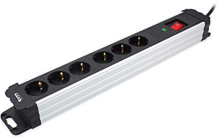 TM Electron TMUAD406 base múltiple de 6 tomas con interruptor, protector de sobretensión y acabado en aluminio