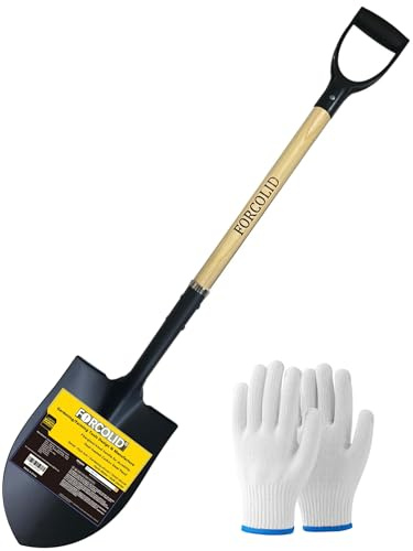 Shovel for Digging,Heavy Duty Garden Shovel with D-Handle,41 Inch Round Point Wooden Handle,Ideal for Gardening,Landscaping,Beach,and Snow Removal