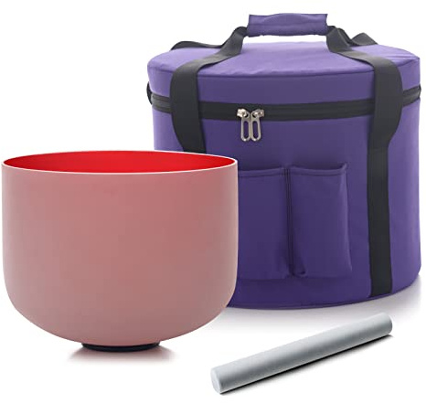 KVKA 432 Hz rote C-Wurzelchakra Quarz-Kristall-Klangschale 25,4 cm mit kostenlosem Transportetui und O-Ring aus Wildleder