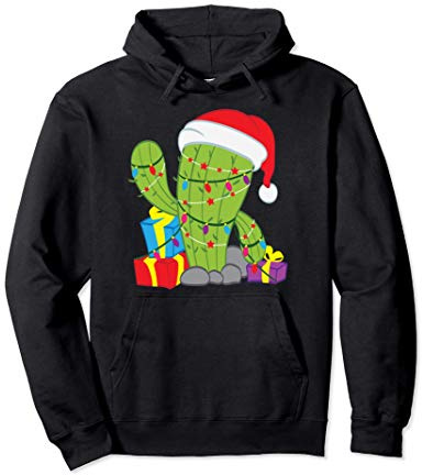 Cactus Árbol de Navidad Luces de Navidad Navidad Santa Mexic Sudadera con Capucha