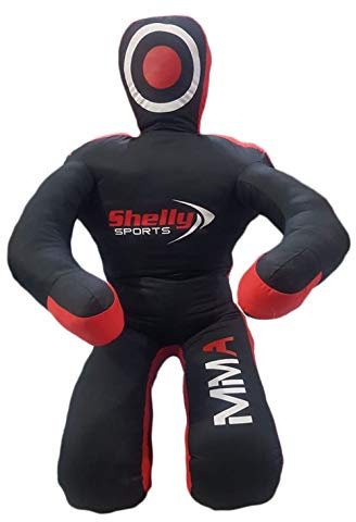 Shelly MMA Brottningsdummy judo boxningssäck brasiliansk BJJ Jiu Jitsu sittande position brottning kampsport boxning karate träning – kanvas – ofylld (svart, 159 tum)