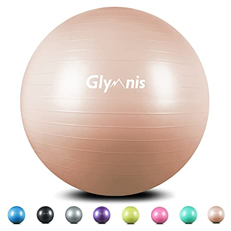 Glymnis Palla Fitness Palla da Ginnastica 55cm/65cm/75cm Anti-Scoppio Carico Massimo di 300kg, Palla Yoga Anitiscivolo con Pompa Rapida per Pilates Allenamento Yoga e Fitness