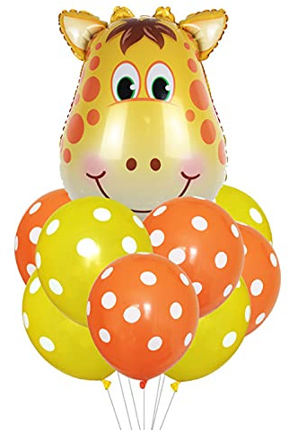 ballonfritz® Tiere Safari Dschungel Ballon 11 tlg. Set - XXL Giraffe Kopf Luftballon 63x46x20cm als Geburtstagsgeschenk, Party-Deko oder Überraschung