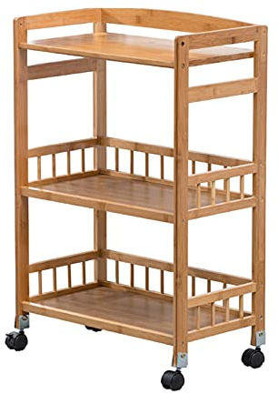 CNCEST Rolling Home Bar Serving Cart,3 Tier Mobile Kitchen Serving Trolley Cart Rolling Bar with Removable Trays and 4 Wheels,Coffee,Tea,Wine,Whiske,Serving Cart for Restaurant/Hotel/Hospital