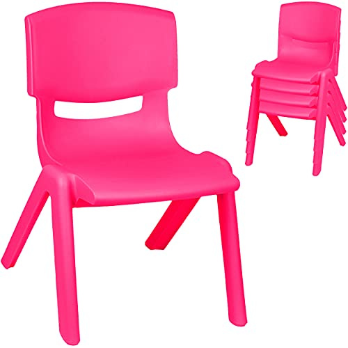 alles-meine.de GmbH 2 Stück - Kinderstühle/Stühle Farbe wählbar pink/kräftiges rosa - Plastik - bis 100 kg belastbar/kippsicher - für INNEN & AUßEN - 0-99 Jahre - sta..