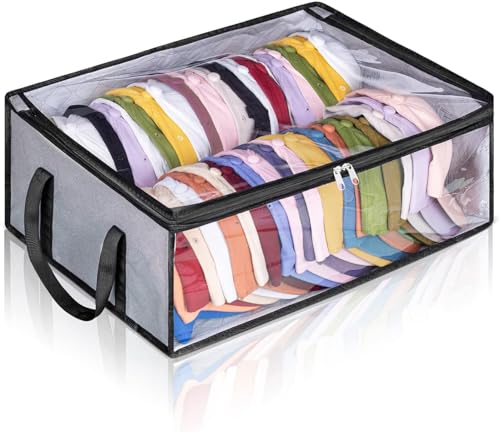 MISSLO Hat Storage Box for Baseball Cap, Holds up to 40 Hats, Wide Hat Organizer for Closet Foldable Cap Holder Bag, Grey