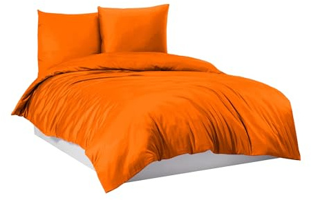 Mixibaby Bettwäsche Bettgarnitur Bettbezug Baumwolle 135x200 155x220 200x200 200x220, Größe:200 x 200 cm, Design Bettwäsche:Orange Uni