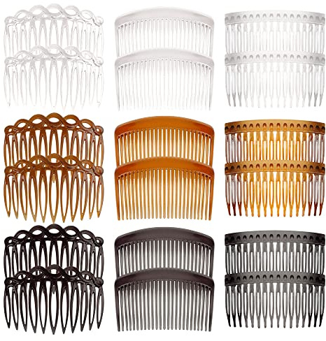 BOJVESH 18 Pcs French Side Combs for Women and Girls, Plastic Side Hair Twist Decorative Comb with Teeth, Hair Combs Slides Hair Clips Accessories for Bridal Wedding Veil Girls Thick and Fine Hair