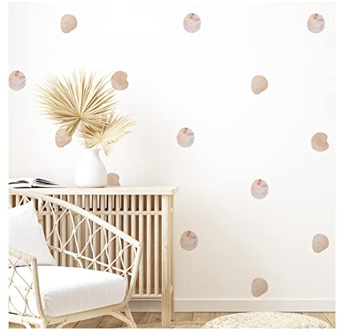 Little Deco Väggtatuering polka prickar för barnrum väggklistermärken cirklar set i beige babyrum sovrum väggklistermärken vardagsrum väggdekoration DL968-04