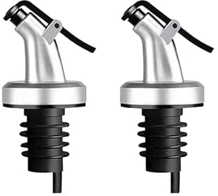 Leak-proof Oil Dispenser Nozzles. Pourers Bottle Dispenser for Olive Oil, Vinegar, Wine, Spirits, Alcohol and Syrups bottles with Stopper perfect for Bottle mouth-Spouts pourer. (Pack Of 2)