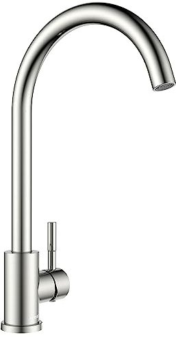 Ulytid Hochdruck Wasserhahn Küche, Küchenarmatur SUS304 Edelstahl, 360° Drehbar U-Form Armatur Küche Einhebelmischer, Spültischarmatur Mischbatterie mit Hoher Auslauf, Gebürsteter Nickel Grau