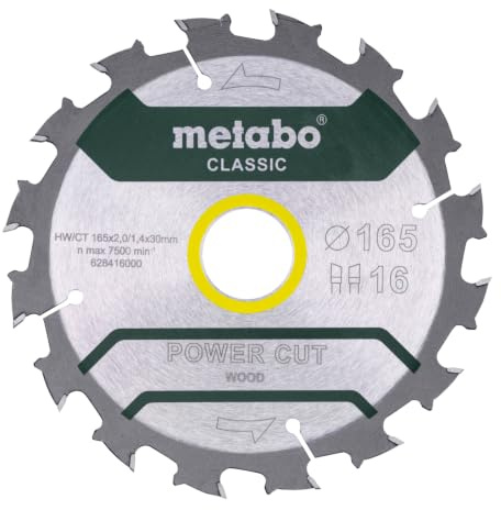 Metabo Sägeblatt power cut wood - classic, 165x2,2/1,4x30, Z16 WZ 5° /B