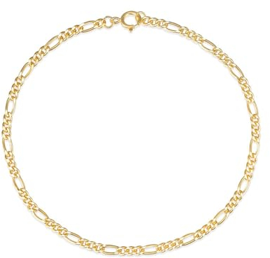 Goldenes Armband Damen, Frauen Armband 925 Silber Figaro-Armband Modeschmuck Geburtstag Geschenk für Sie