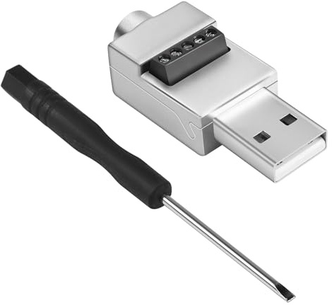 QIANRENON USB2.0 Lötfreier Adapter Metallgehäuse USB 2.0 Stecker auf 5Pin Terminal Block Anschluss 480Mbps USB2.0 Schraub Klemme Breakout Board Stecker 5V/2A Aufladung, für USB Reparatur DIY