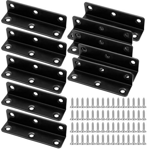 L Winkelverbinder Edelstahl, 10 Stk Metallwinkel Eckwinkel, 80×20×20mm Breite Eckstrebe 90 Grad Lochwinkel Holzverbinder Schwerlast Eckhalterung für Befestigen Reparieren Möbeln, Verstärkungsfuge