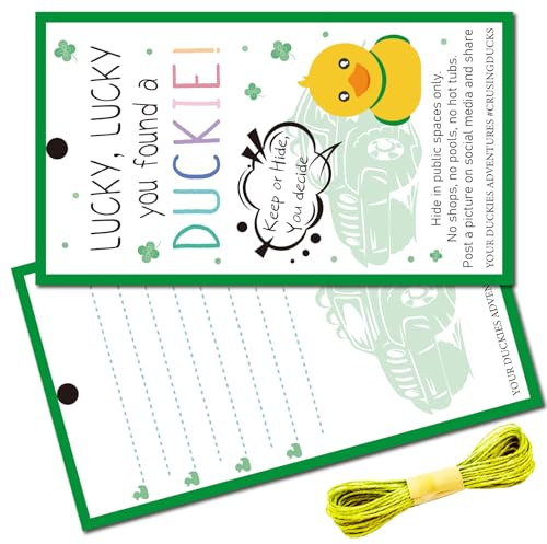 CREATCABIN 50Pcs You've Been Ducked Cruising Rubber Tag With Hole Twine for Car Jeep Party - 2x3.5Inch Double Sided - LUCKY You Found a DUCKIE Keep or Hide