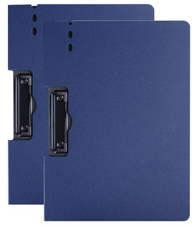 2er Klemmbrett A4 mit Deckel, Kunststoff Klemmbretter Dokumenten Organizer | Schreibmappe Klemmbrettmappe für Geschäft, Büro, Schule, Restaurant- Blau
