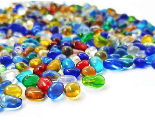 0.89LB Colorful Aquarium Glass Stones Sea Glass Pebbles for Fish Tanks Decorations Aquarium Gravel Fish Tank Rocks, Glass Gems Stones Beads Pebbles Rock Sand Vase Filler Fish Turtle Tank Decoration
