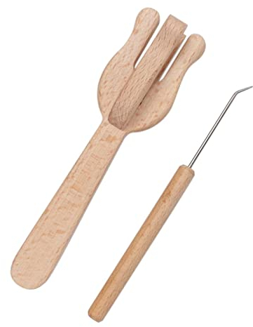 Duiaynke Gebogene Nadel Strickgabel Flechtwerkzeug Flechten Weben Werkzeug Holz Stricken Multifunktionales Handwerkswerkzeug Weben Shuttle für Stricker