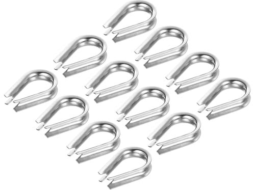 PATIKIL 6mm 1/4 Zoll Drahtseil-Kausche, 12er-Pack Kabel-Kauschen aus 304 Edelstahl für Boot-Rigging