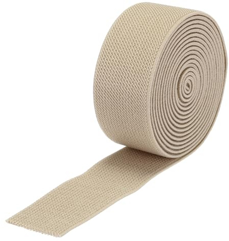 QUARKZMAN 3cm Gummiband Breit zum Nähen, 2 Meter Elastic Rubber Band, Breites Gummiband für Hosen, Bund, Stoffe zum Nähen (Beige)