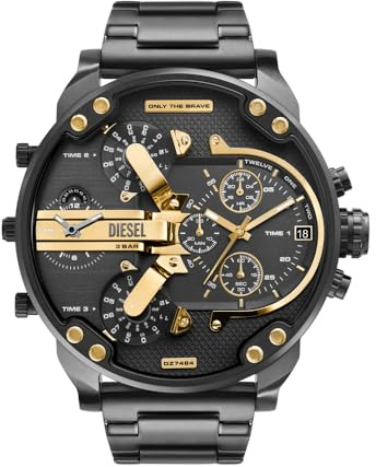 Diesel Mr. Daddy Watch for Men, Quartz Multifunctional Movement with Stainless Steel Strap