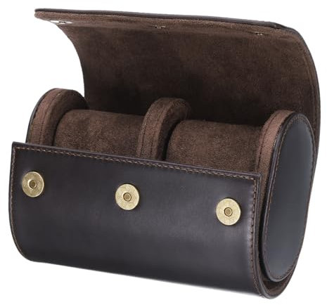 sourcing map Uhrenrollen-Reiseetui, 2 Fächer, tragbare Leder-Aufbewahrungskoffer für Damen und Herren, Uhren-Aufbewahrungs-Organizer mit abnehmbaren Kissen für Reisen, Ausstellung, Zuhause, Kaffee