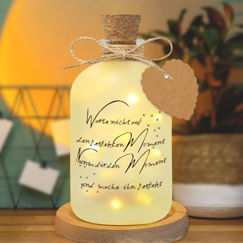 JOKILY LED Bottle Light with Saying, Decorative Gift, Glass, Multicolored